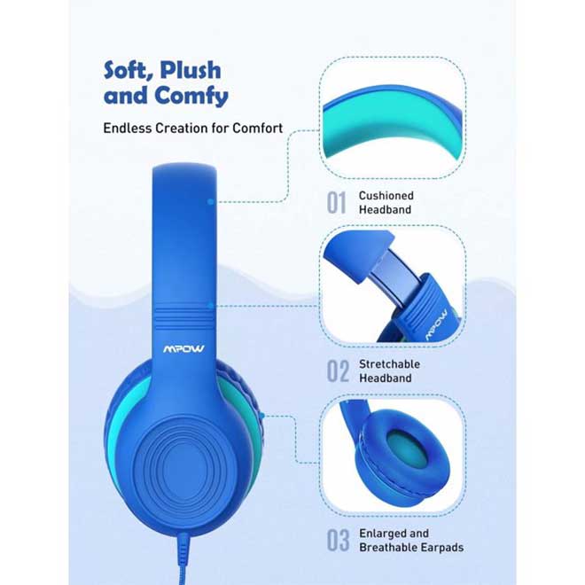 هدفون کودکان با میکروفون برای یادگیری On-Ear Mpow CH6S - تصویر 3